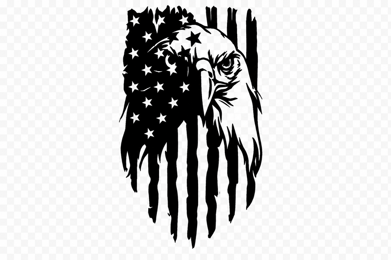 Eagle Flag B&W – UV DTF PermaSticker